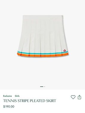 Girls' White Tennis Stripe Pleated Skirt